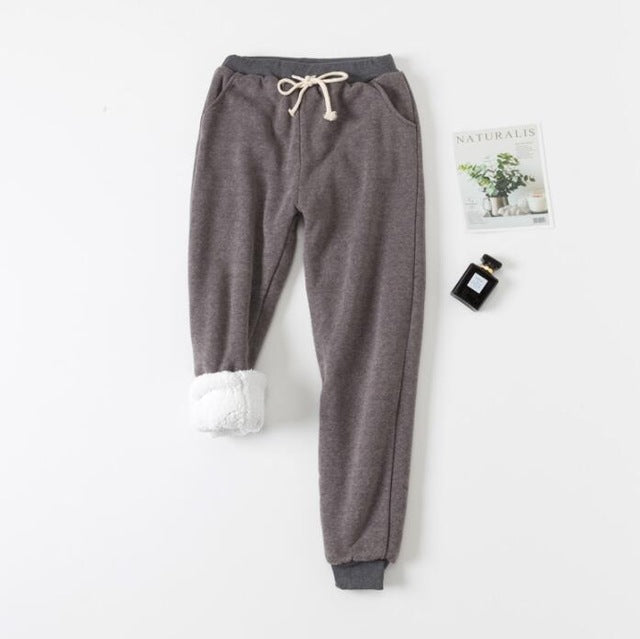 Sherpa-Lined Drawstring Jogger Sweatpants