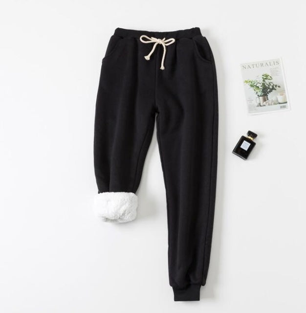 Sherpa-Lined Drawstring Jogger Sweatpants