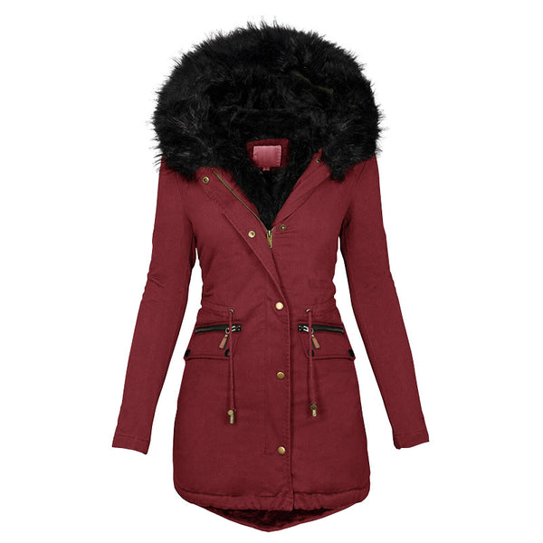 Plush-Lined Hooded Parka with Faux-Fur Trim
