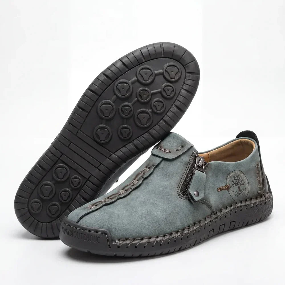 Hand-Stitched Side-Zip Slip-On Loafers