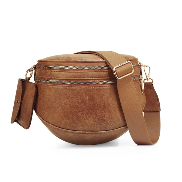 Half-Moon Crossbody Sling Bag with Mini Pouch
