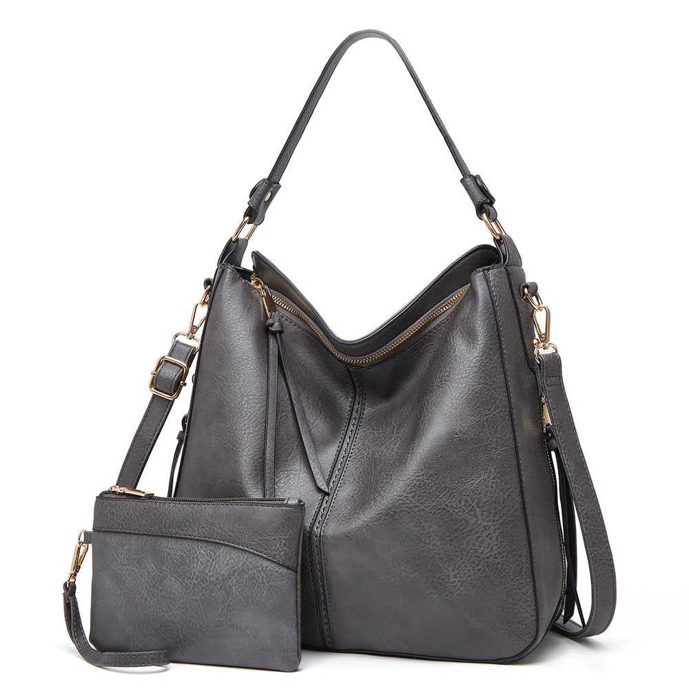 Slouchy Vegan Leather Hobo Bag with Pouch