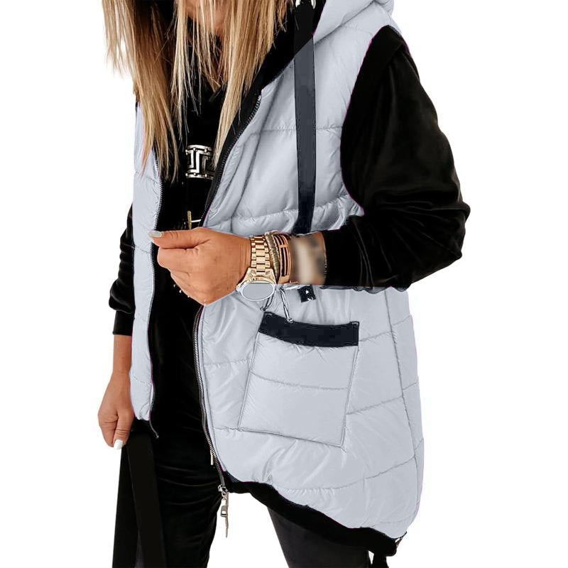 Hooded Puffer Vest with Pockets
