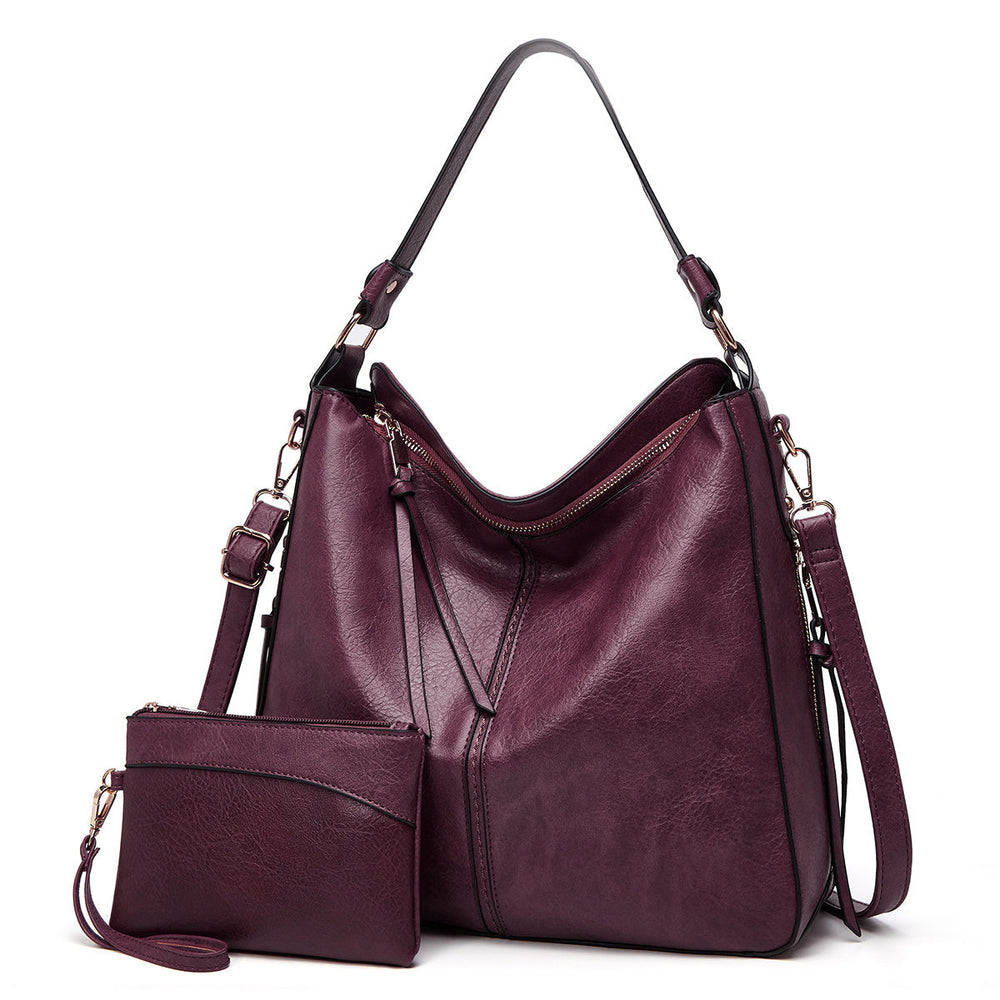 Slouchy Vegan Leather Hobo Bag with Pouch