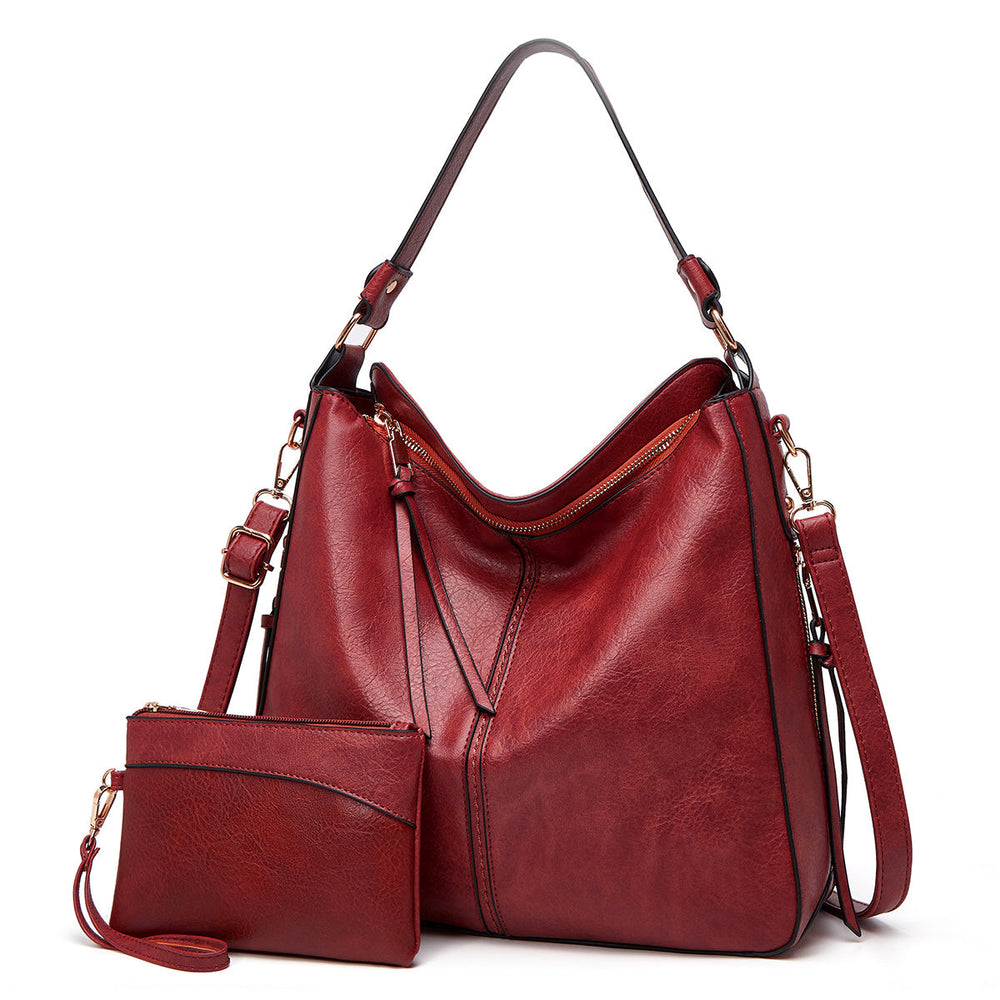 Slouchy Vegan Leather Hobo Bag with Pouch