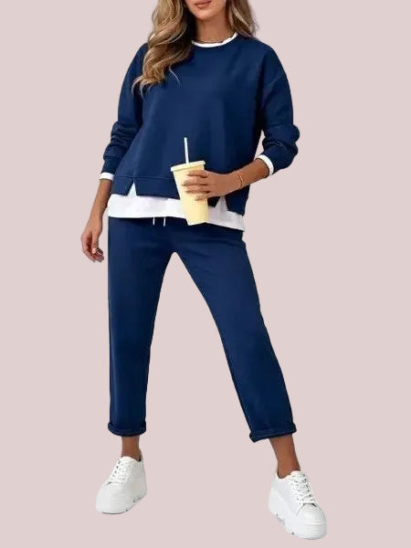 Layered-Look Sweatshirt & Jogger Set