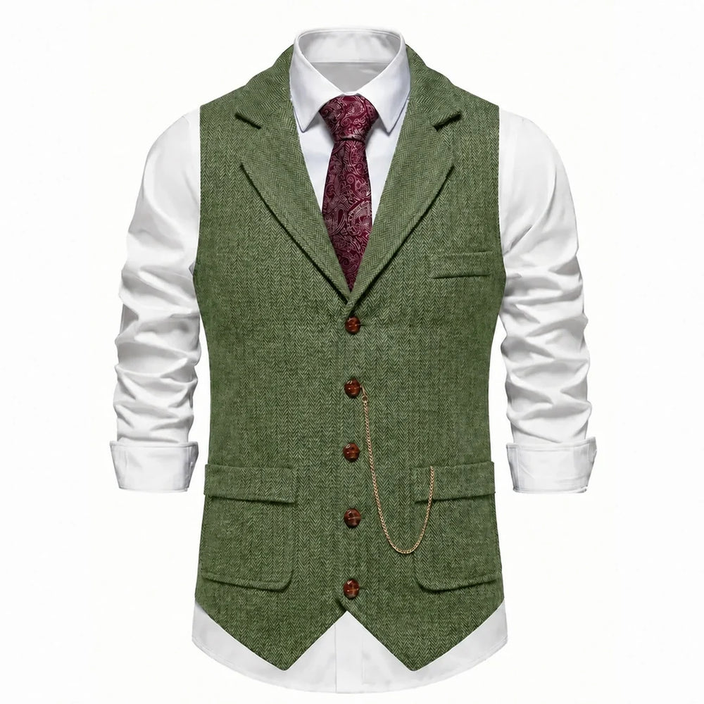 Men's Herringbone Tweed-Style Waistcoat
