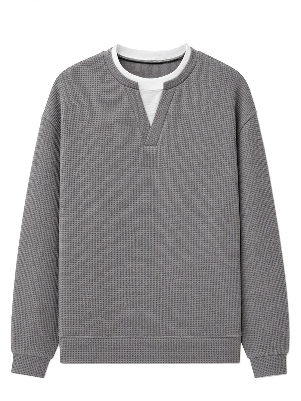 Men's Layered-Look Waffle Knit Long Sleeve