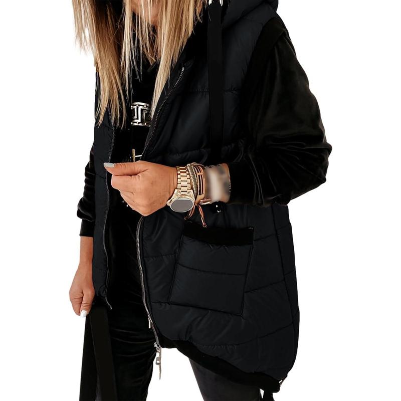 Hooded Puffer Vest with Pockets