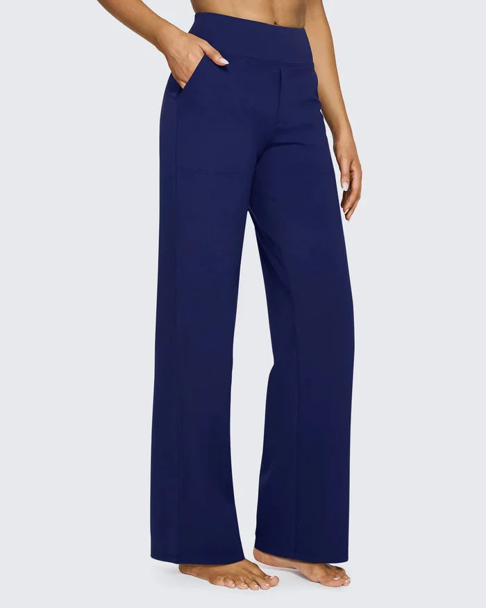 High-Rise Straight-Leg Stretch Pants