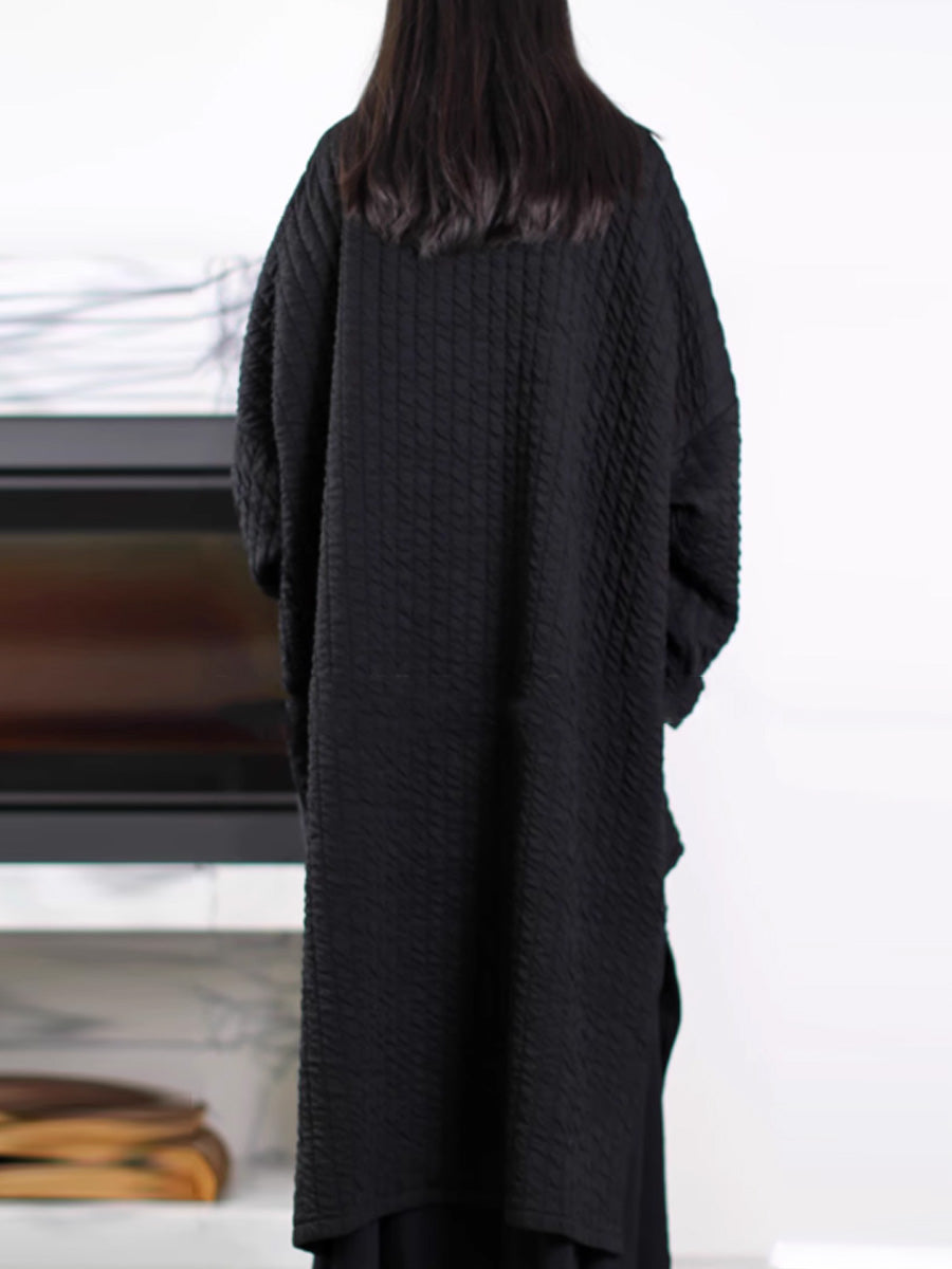 Quilted Shawl-Collar Oversized Long Coat