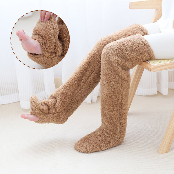 Over-the-Knee Fuzzy Plush Lounge Socks