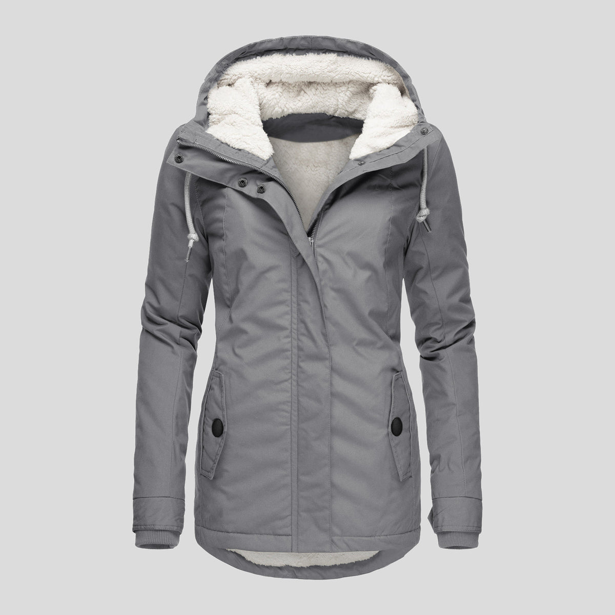 Sherpa-Lined Hooded Utility Parka Jacket
