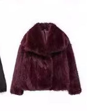 Shaggy Faux Fur Wide-Lapel Cropped Coat