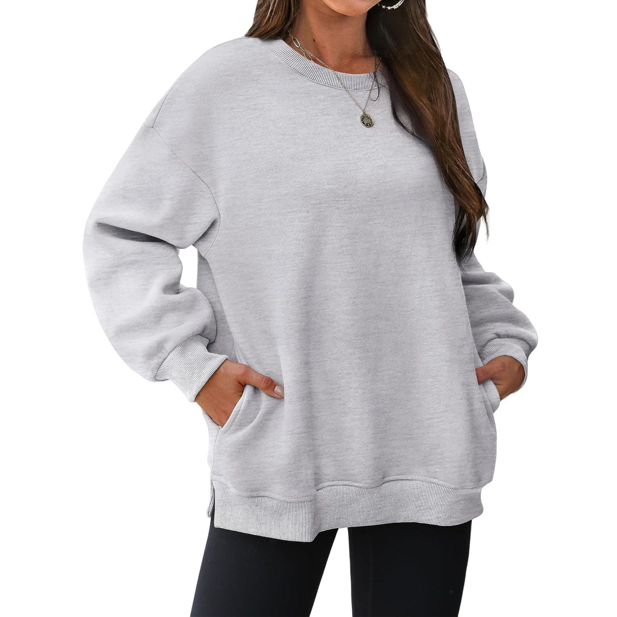 Fleece-Lined Oversized Crewneck Sweatshirt