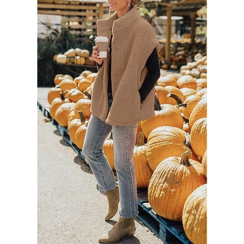 Oversized Button-Front Sherpa Vest