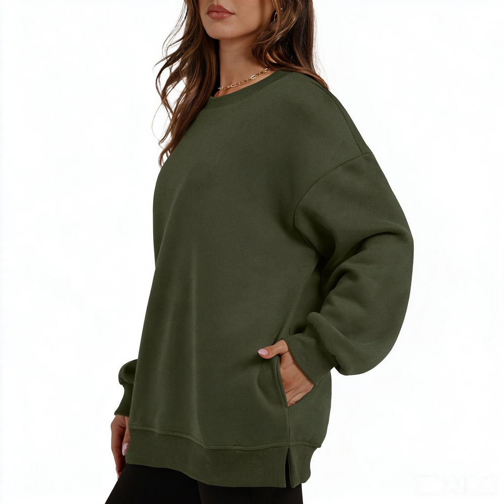 Fleece-Lined Oversized Crewneck Sweatshirt