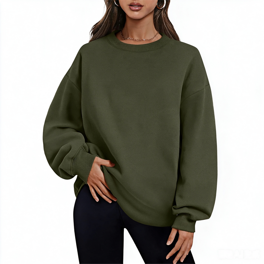 Fleece-Lined Oversized Crewneck Sweatshirt