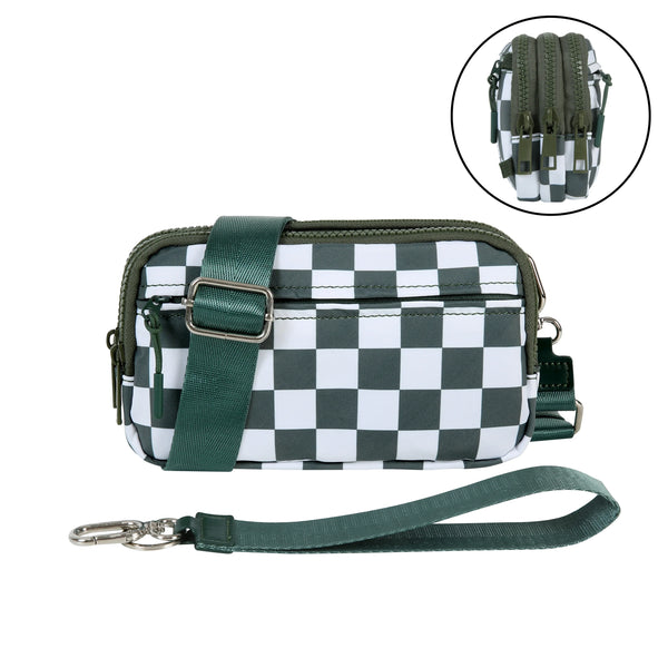 Triple-Zip Crossbody Phone Wallet