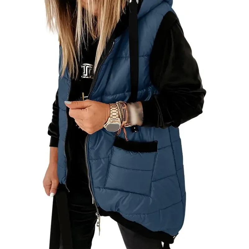 Hooded Puffer Vest with Pockets