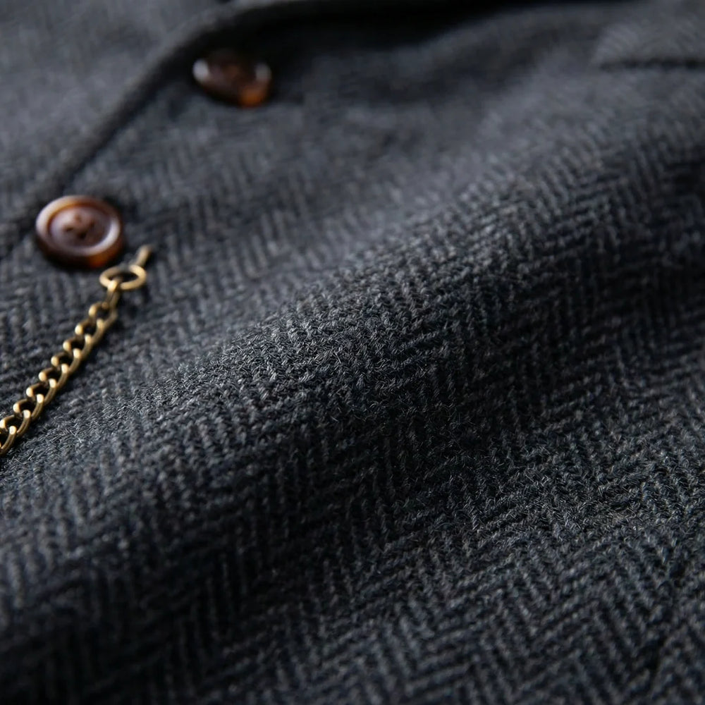Men's Herringbone Tweed-Style Waistcoat