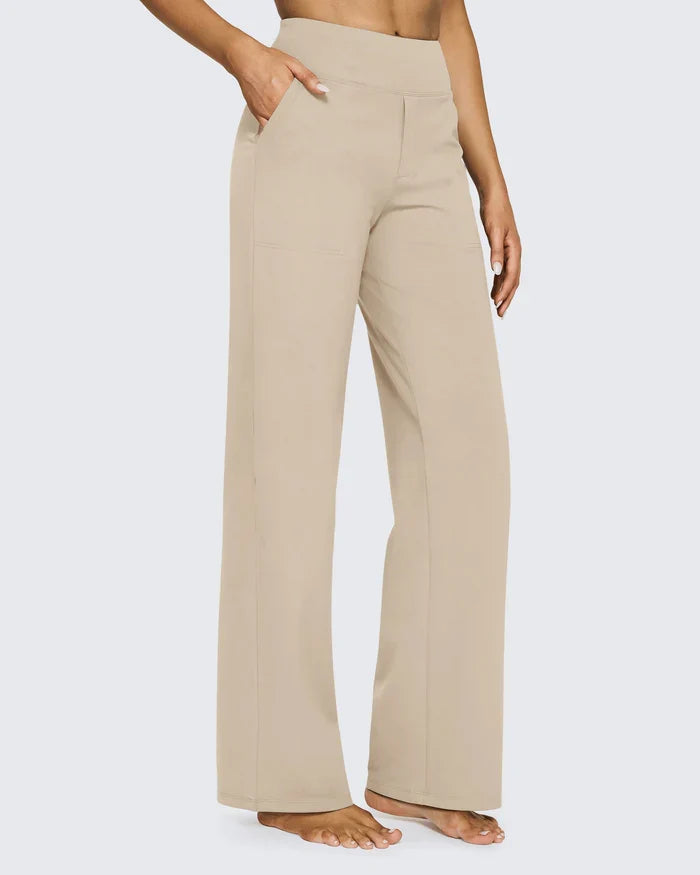 High-Rise Straight-Leg Stretch Pants