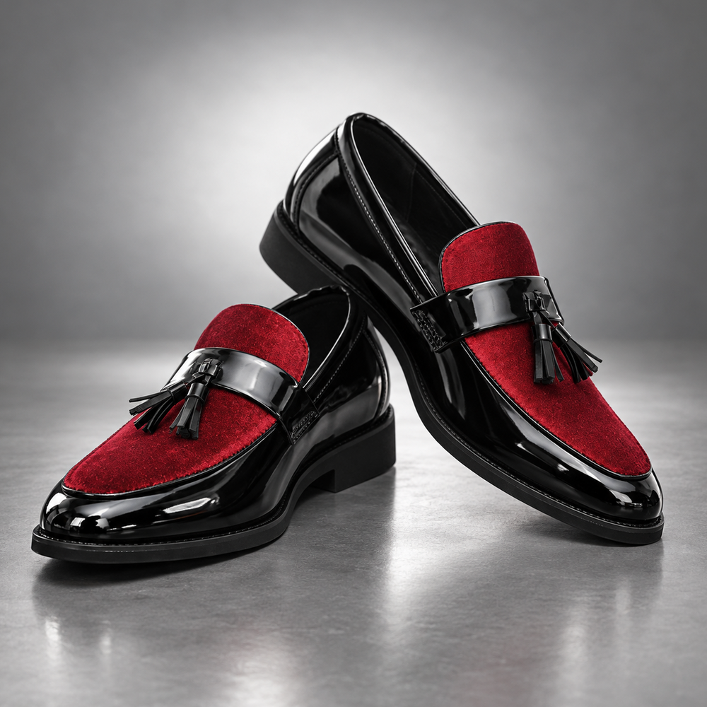 Men's Velvet Tassel Patent Loafers