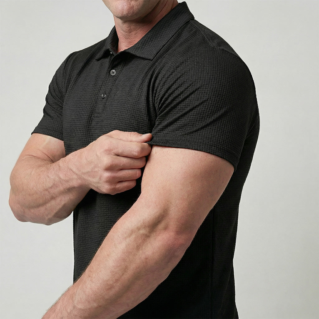 Men's Textured Stretch Polo Shirt