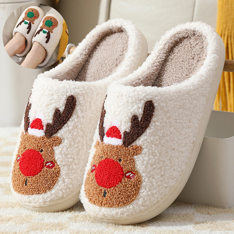Cozy Reindeer Plush Slip-On House Slippers