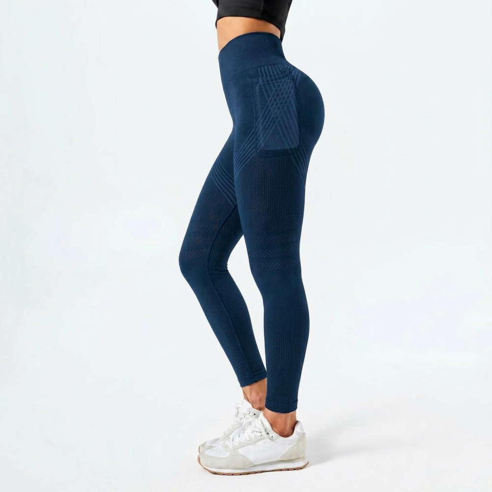 Textured High-Waist Leggings with Phone Pocket