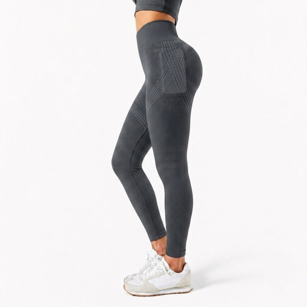 Textured High-Waist Leggings with Phone Pocket