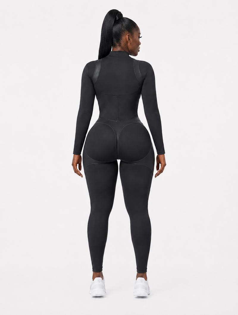 Contour-Seam Zip-Front Catsuit
