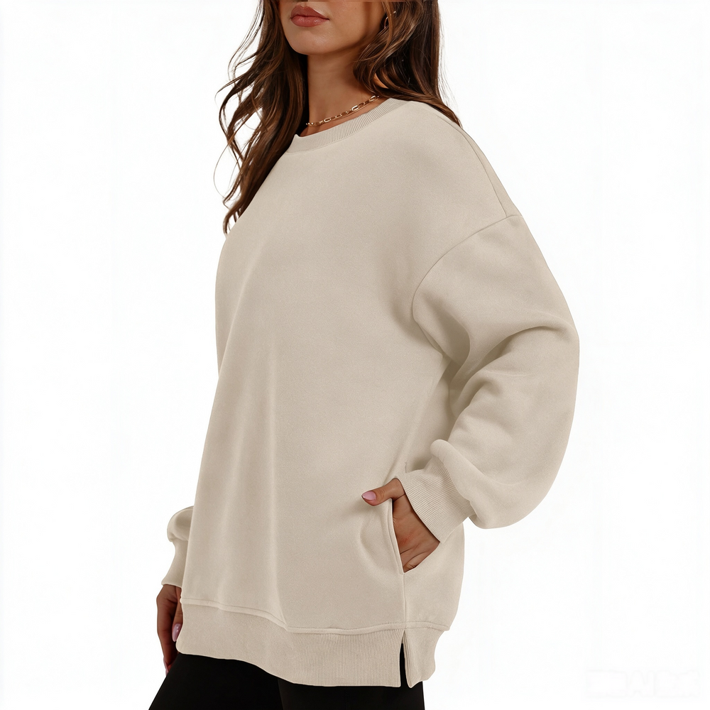 Fleece-Lined Oversized Crewneck Sweatshirt