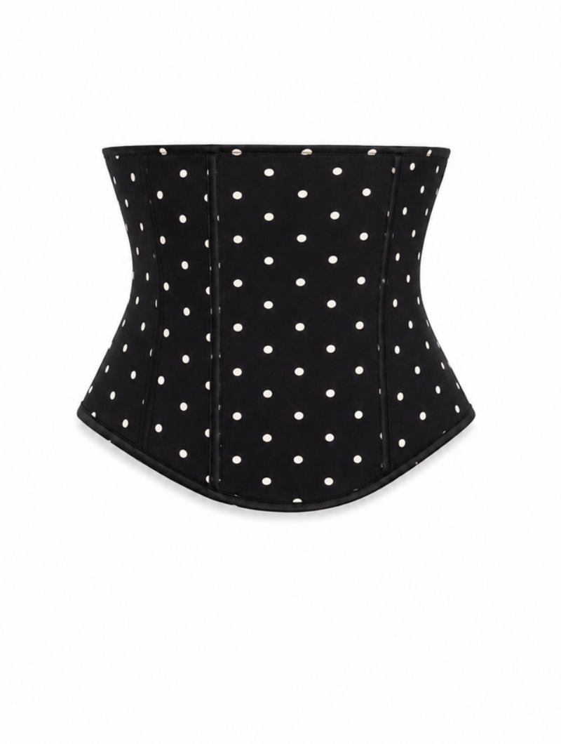 Polka Dot Halter Capri Jumpsuit with Corset Belt