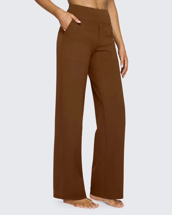 High-Rise Straight-Leg Stretch Pants