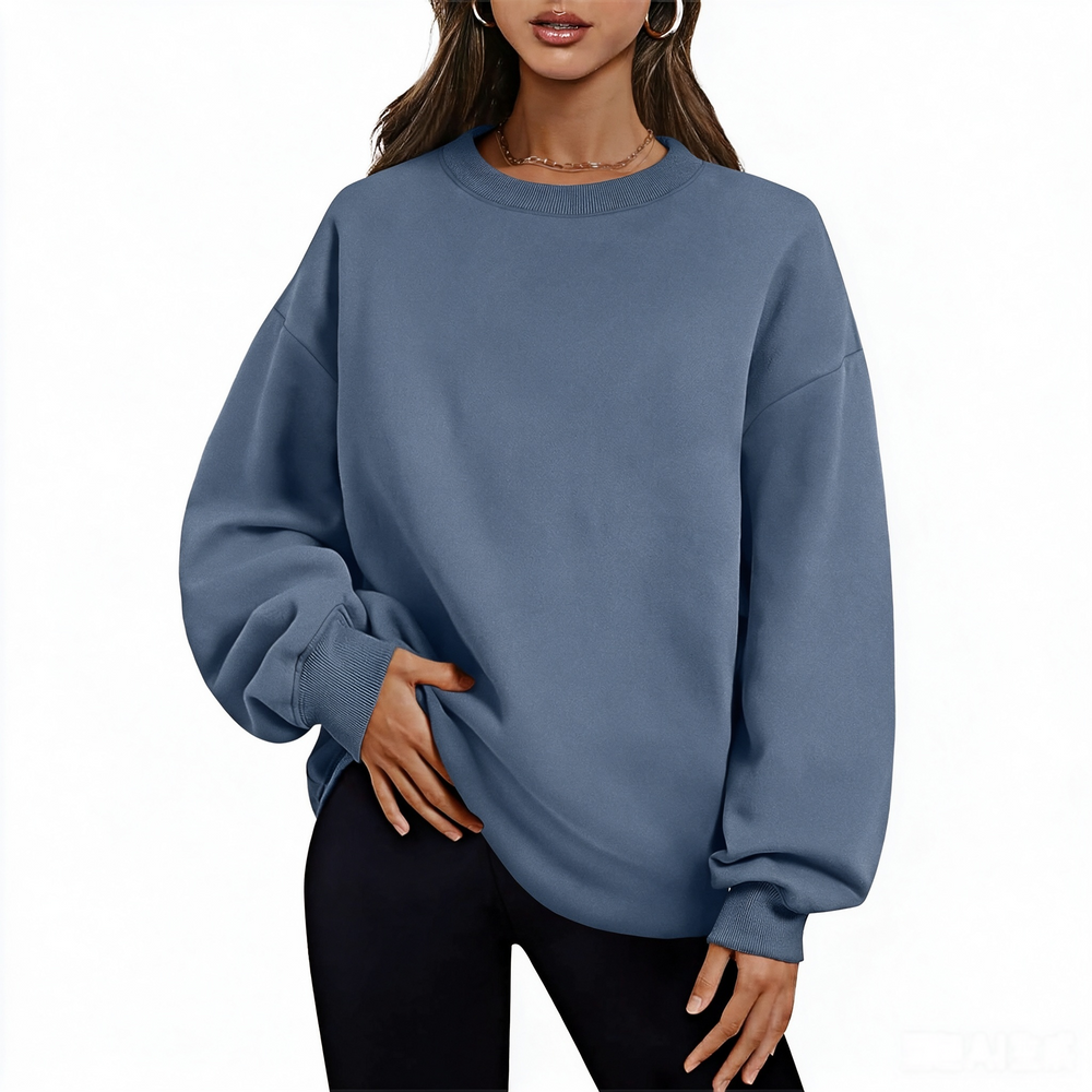 Fleece-Lined Oversized Crewneck Sweatshirt