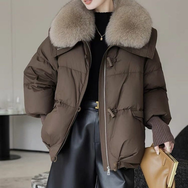 Padded Puffer Jacket with Plush Faux-Fur Collar