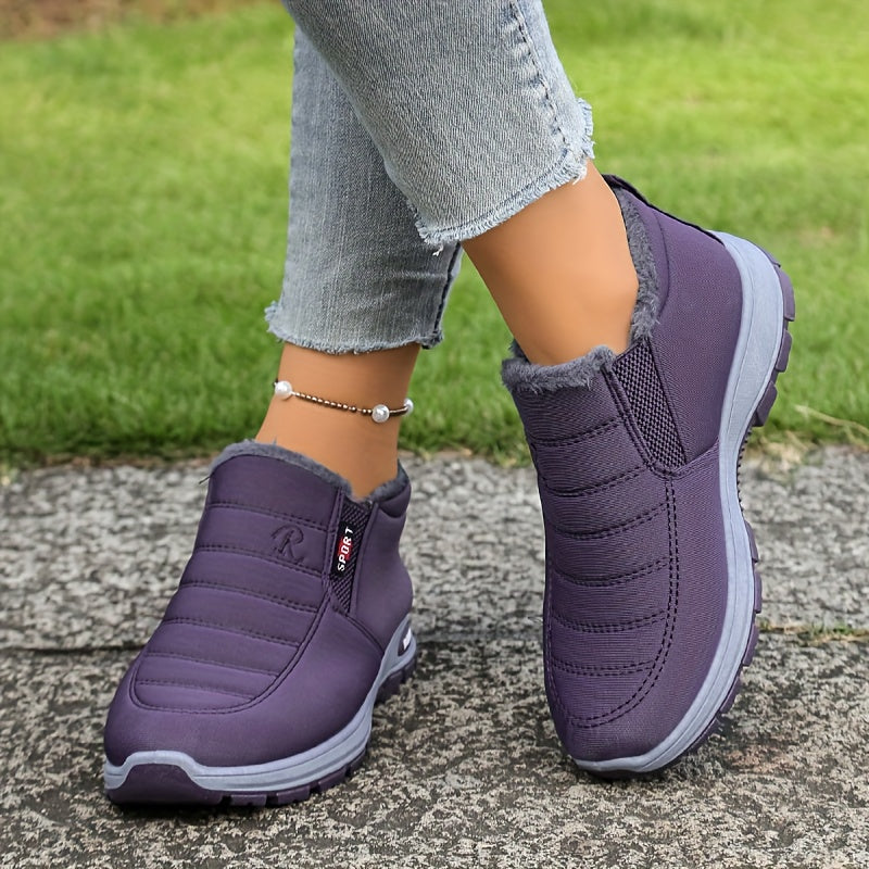 Quilted Plush-Lined Slip-On Sneaker Boots