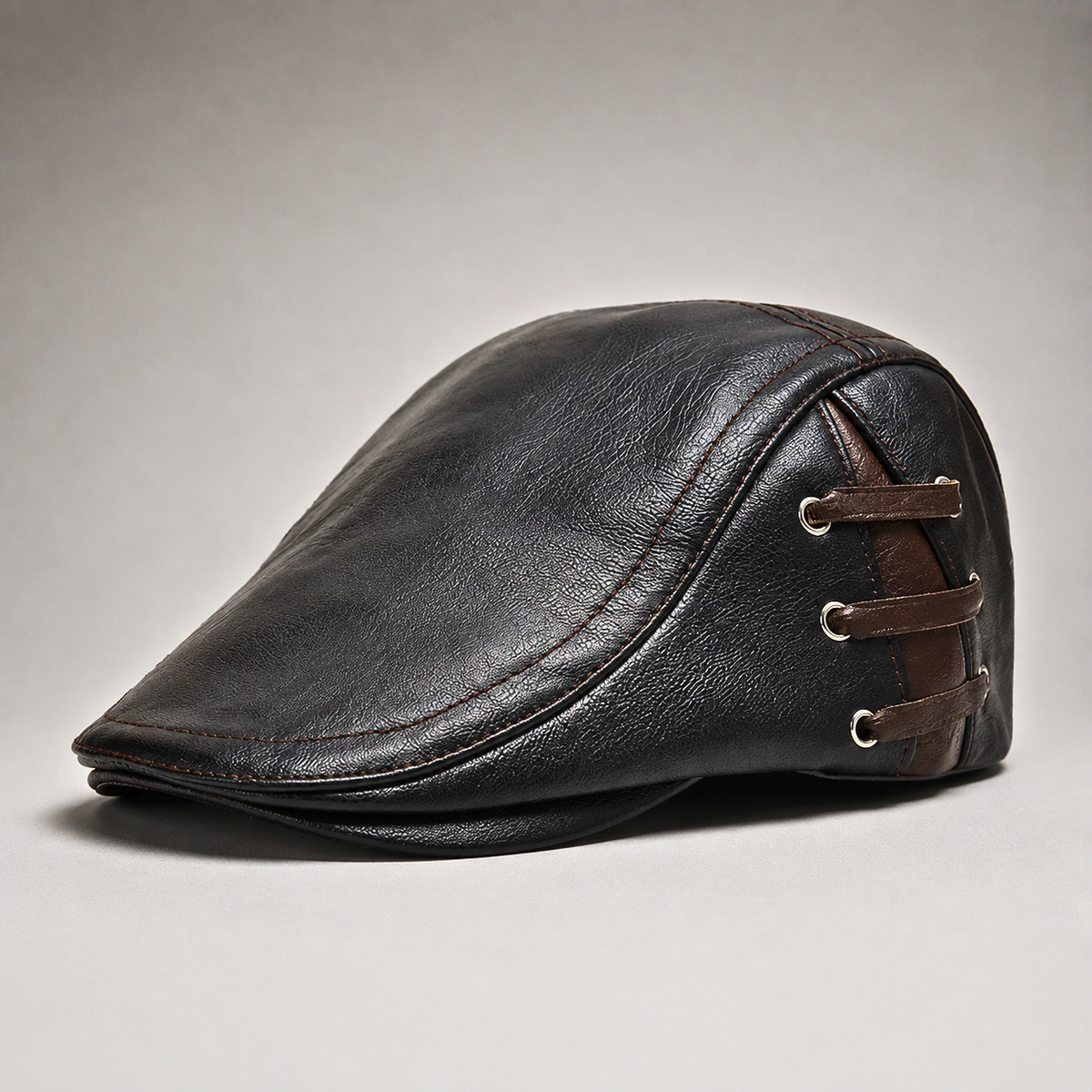 Men's Faux Leather Flat Driving Cap
