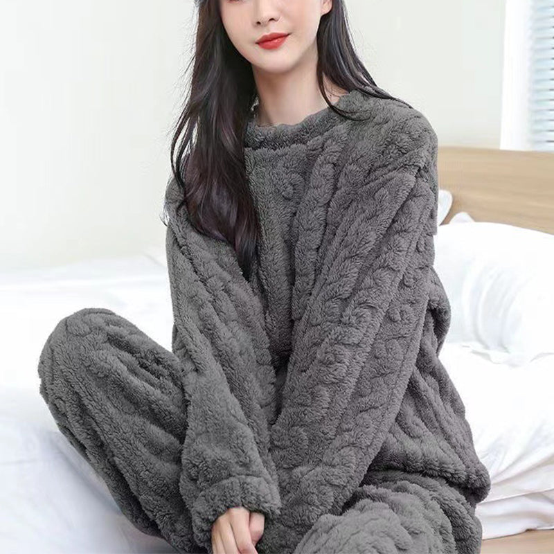 Plush Textured Coral Fleece Pajama Set