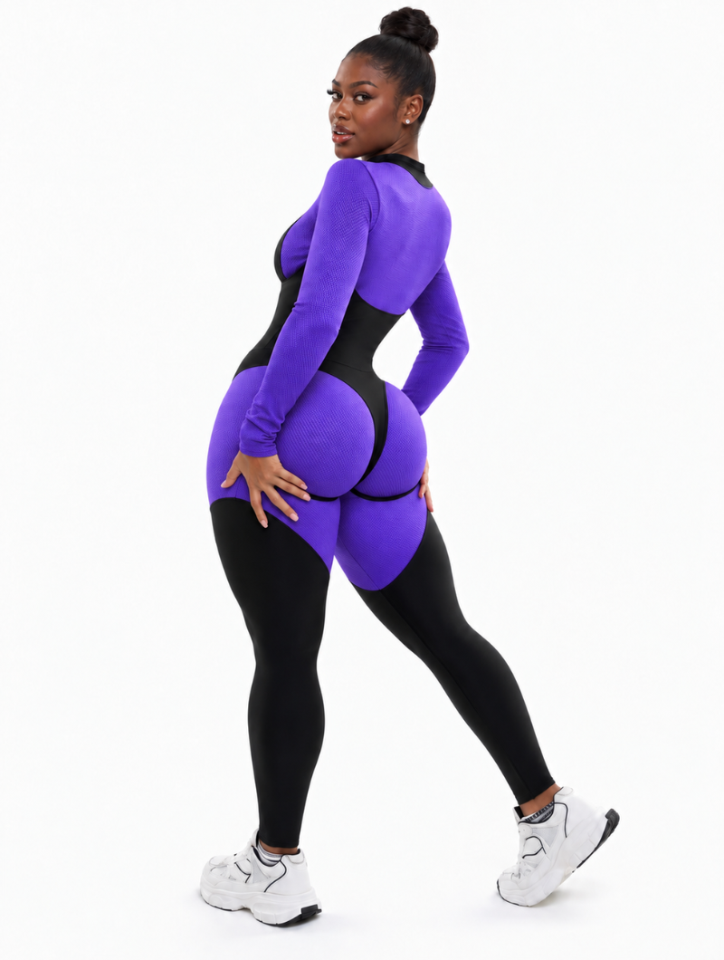 Contour-Seam Zip-Front Catsuit