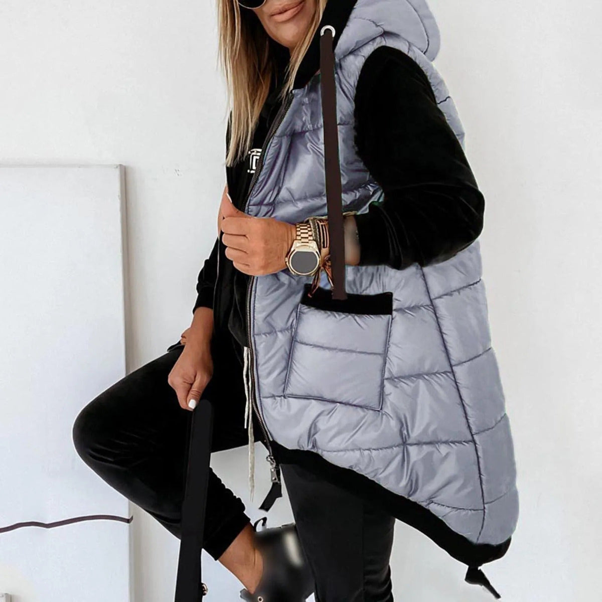 Hooded Puffer Vest with Pockets