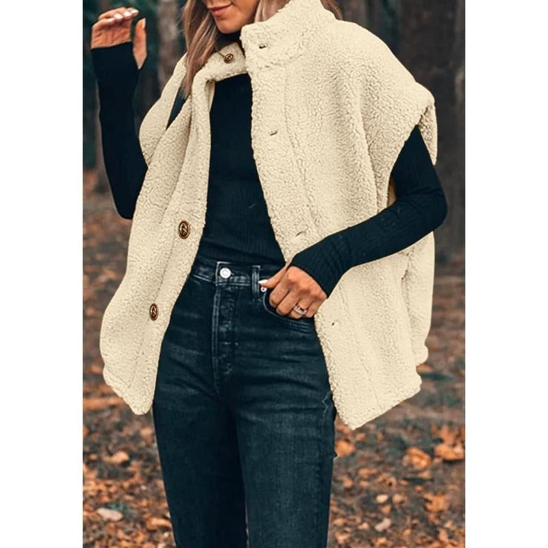Oversized Button-Front Sherpa Vest