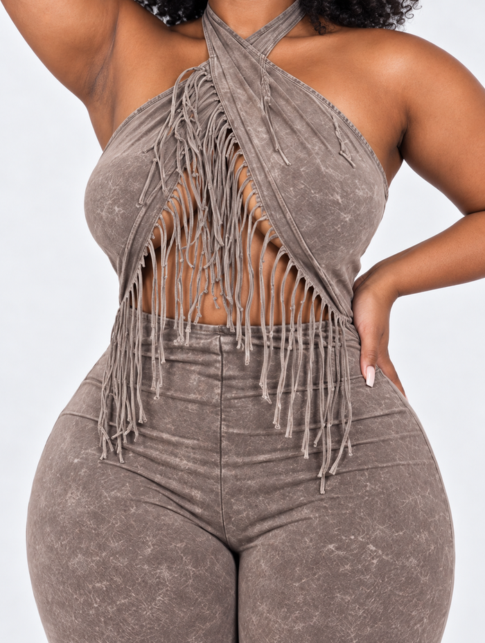 Fringe halter