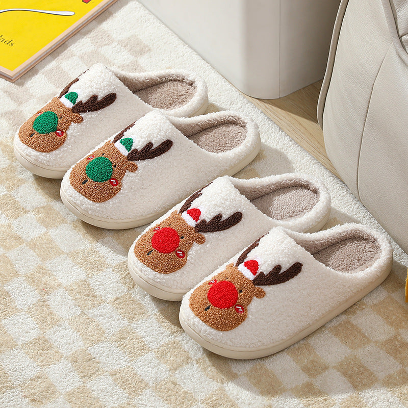 Cozy Reindeer Plush Slip-On House Slippers