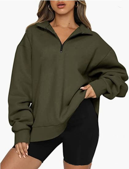 Oversized Half-Zip Pullover Sweatshirt