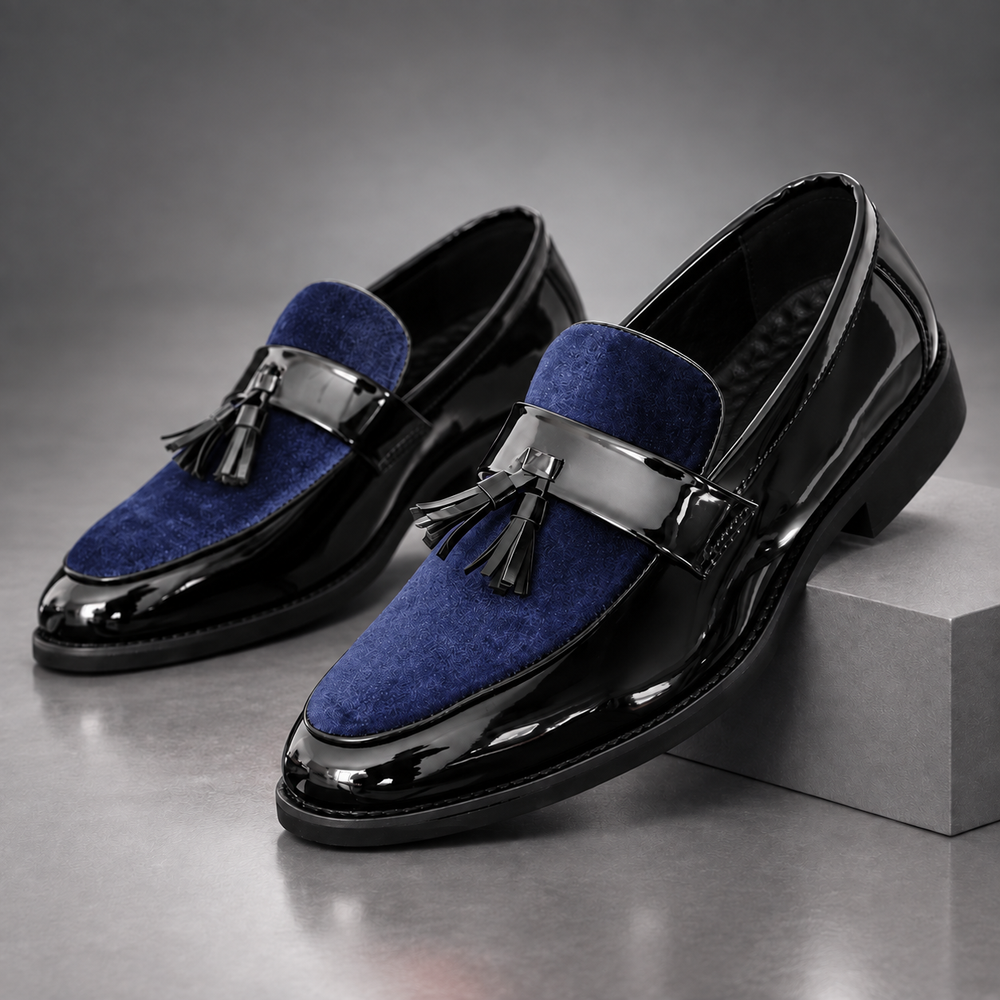 Men's Velvet Tassel Patent Loafers
