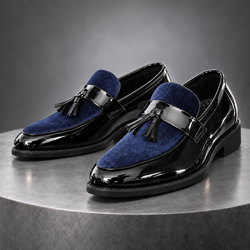 Men's Velvet Tassel Patent Loafers