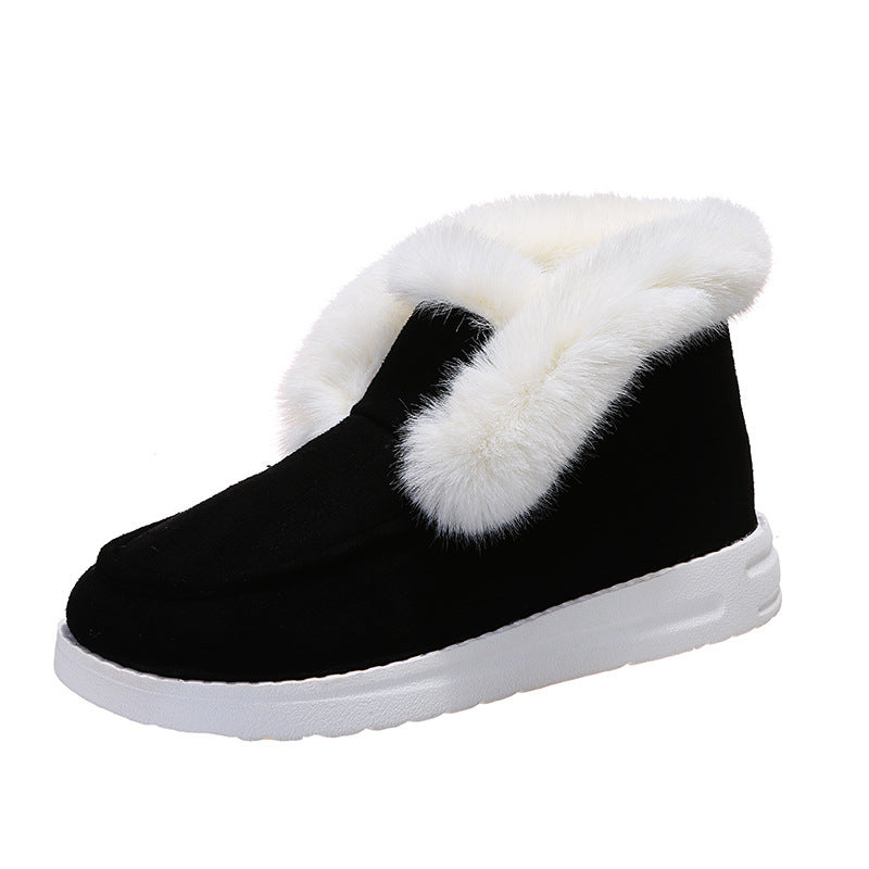 Plush Fold-Over Cuff Slip-On Ankle Boots