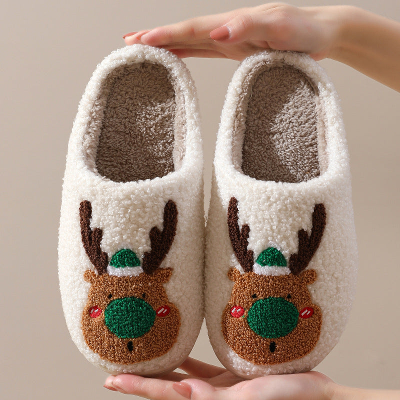 Cozy Reindeer Plush Slip-On House Slippers